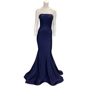 Jessica Angel Strapless Mermaid Evening Gown Style 568 Navy Blue Size XS NWT